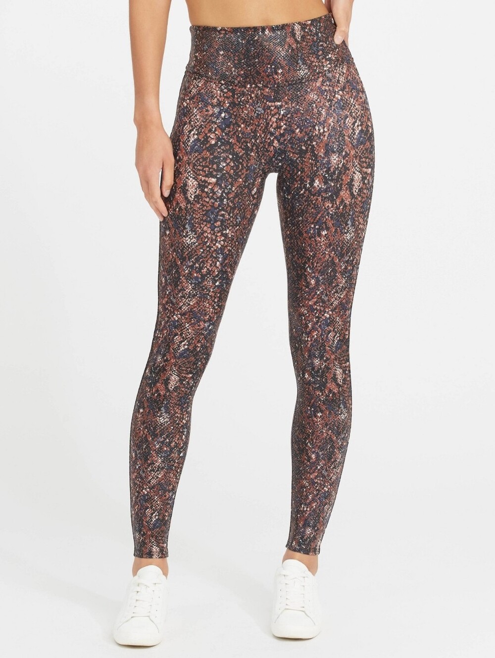 Spanx Faux Leather Shine Mocha Snakeskin Leggings